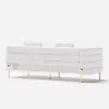 Axial 200 cm Boucle Fluted Sofa with Gold Legs & Pillows – White Upholstered Modular