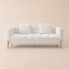 Axial 200 cm Boucle Fluted Sofa with Gold Legs & Pillows – White Upholstered Modular