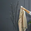 Modern 11-Hook Wall Mounted Coat Rack in Black with Tree Branch Shape