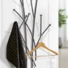 Modern 11-Hook Wall Mounted Coat Rack in Black with Tree Branch Shape