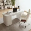 Velign 60" White Standing Computer Desk with 2-Door Storage Cabinet