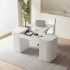 Velign 60" White Standing Computer Desk with 2-Door Storage Cabinet