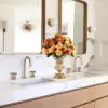 Retro European Style Golden Crystal Glass Carved Vase Artificial Flowers in Vase Set