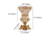 Retro European Style Golden Crystal Glass Carved Vase Artificial Flowers in Vase Set
