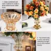 Retro European Style Golden Crystal Glass Carved Vase Artificial Flowers in Vase Set
