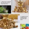 Retro European Style Golden Crystal Glass Carved Vase Artificial Flowers in Vase Set
