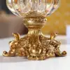 Retro European Style Golden Crystal Glass Carved Vase Artificial Flowers in Vase Set