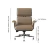 Picture of Modern Ergonomic Khaki Faux Leather Swivel Office Chair with Walnut Wood Accents