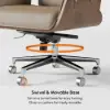 Picture of Modern Ergonomic Khaki Faux Leather Swivel Office Chair with Walnut Wood Accents