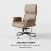 Picture of Modern Ergonomic Khaki Faux Leather Swivel Office Chair with Walnut Wood Accents