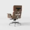 Picture of Modern Ergonomic Khaki Faux Leather Swivel Office Chair with Walnut Wood Accents