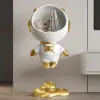 Astronaut Resin Figurine Gold Floating Side Table with Storage