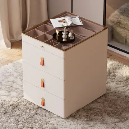 Chanor Modern Champagne Walk in Closet Island 6 Drawers Dresser & Chest Jewellery Storage