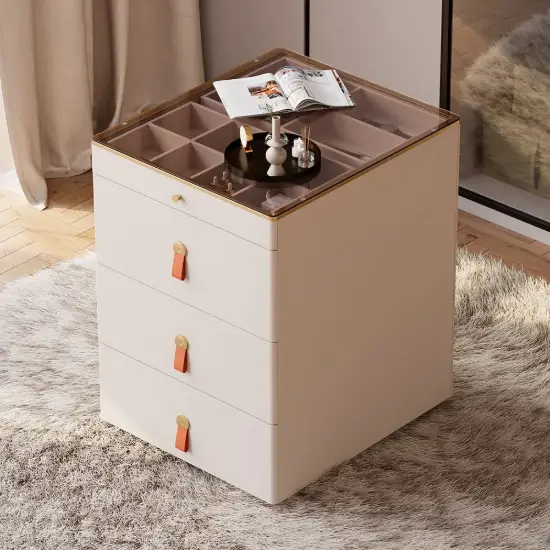 Chanor Modern Champagne Walk in Closet Island 6 Drawers Dresser & Chest Jewellery Storage