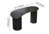 Modern 110 cm Curved Black Wood Desk with 3 Drawers & Fluted Double Pedestal Base