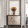 European Artificial Vintage Flower Arrangement Vase Set Golden Resin Vase Fake Flower