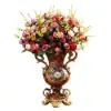 European Artificial Vintage Flower Arrangement Vase Set Golden Resin Vase Fake Flower