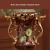 European Artificial Vintage Flower Arrangement Vase Set Golden Resin Vase Fake Flower