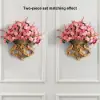 European Style Luxury Wall Hanging Carved Gold Artificial Flowers in Vase