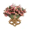 European Style Luxury Wall Hanging Carved Gold Artificial Flowers in Vase
