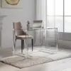 Savea 100 cm Rectangular Clear Tempered Glass Writing Desk with Acrylic Base