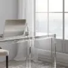 Savea 100 cm Rectangular Clear Tempered Glass Writing Desk with Acrylic Base