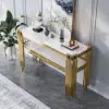 Modern 47" Sintered Stone Narrow Console Table with Storage Shelf & Golden Legs