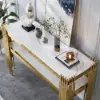 Modern 47" Sintered Stone Narrow Console Table with Storage Shelf & Golden Legs
