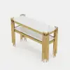 Modern 47" Sintered Stone Narrow Console Table with Storage Shelf & Golden Legs