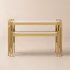 Modern 47" Sintered Stone Narrow Console Table with Storage Shelf & Golden Legs