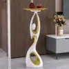 Art Figurine Resin Gold Side Table with Tray Top
