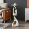 Art Figurine Resin Gold Side Table with Tray Top