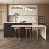 Modern 205 - 270 cm Extendable Marble Pattern Kitchen Island with Doors & Drawers, White & Black