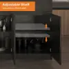 Modern 205 - 270 cm Extendable Marble Pattern Kitchen Island with Doors & Drawers, White & Black