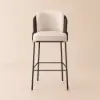 Linenic Black PU Leather Bar Stool with Upholstered, 1 Piece