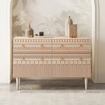 1200 mm W Boho Accent Dresser & Chest 6 Drawer Storage Cabinet