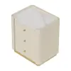 Vallux White Leather 3-Drawer Nightstand with Sintered Stone Top and USB Port