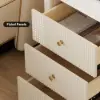 Vallux White Leather 3-Drawer Nightstand with Sintered Stone Top and USB Port