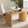 Modern 152 cm L-Shaped White & Natural Office Desk with Drawers, Rotating Design
