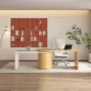 Modern 152 cm L-Shaped White & Natural Office Desk with Drawers, Rotating Design