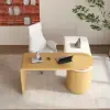 Modern 152 cm L-Shaped White & Natural Office Desk with Drawers, Rotating Design