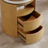 Modern 152 cm L-Shaped White & Natural Office Desk with Drawers, Rotating Design