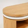 Modern 152 cm L-Shaped White & Natural Office Desk with Drawers, Rotating Design