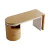 Modern 152 cm L-Shaped White & Natural Office Desk with Drawers, Rotating Design