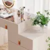 Chanor Retractable Champagne Makeup Vanity Closet Island with Glass Top – AUD-H0893