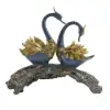 360mm Blue & Gold Simulation Couple Swan Sculpture Art Ornament Table Statue Decor