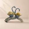 360mm Blue & Gold Simulation Couple Swan Sculpture Art Ornament Table Statue Decor