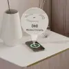 Beige Corduroy Floating Nightstand with Charging Station and Light