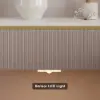 Beige Corduroy Floating Nightstand with Charging Station and Light