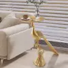 Peacock Figurine Art Deco Gold Side Table with Tray Top